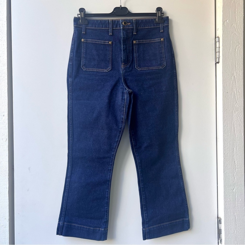 Khaite Raquel Patch Pocket Crop Flare Jeans - Dark Blue Wash - Size 31 - Picture 6 of 14
